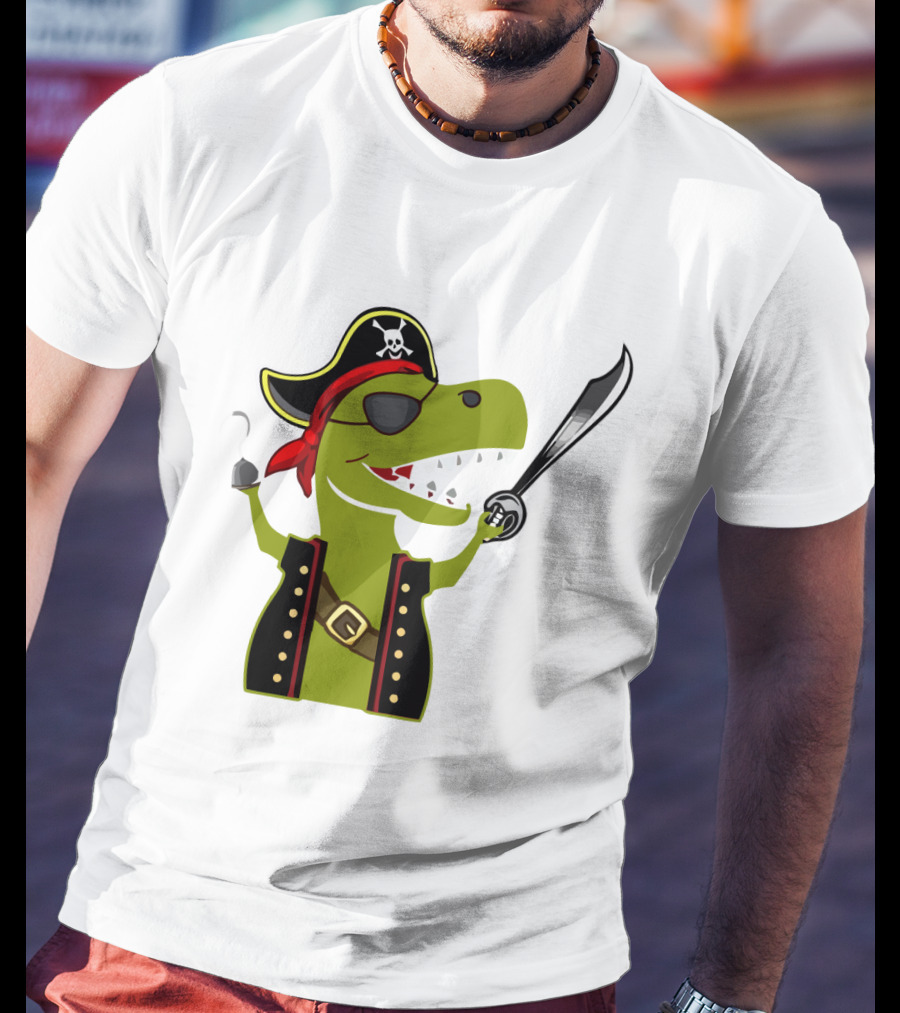 Pirate Dinosaur With Hook And Sword T-Shirt