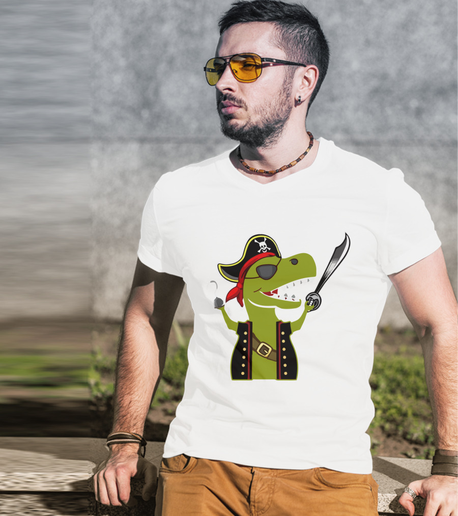 Pirate Dinosaur With Hook And Sword T-Shirt