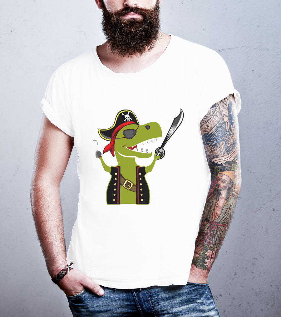 Pirate Dinosaur With Hook And Sword T-Shirt