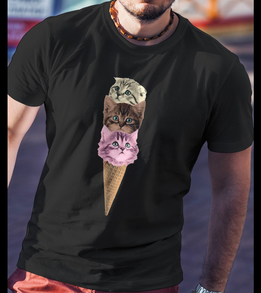 Kittens Ice Cream Cone Trio T-Shirt