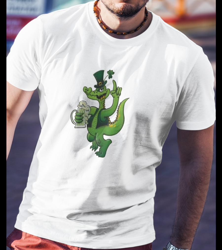 Dinosaurs Patricks Green Beer Hat Clover T-Shirt