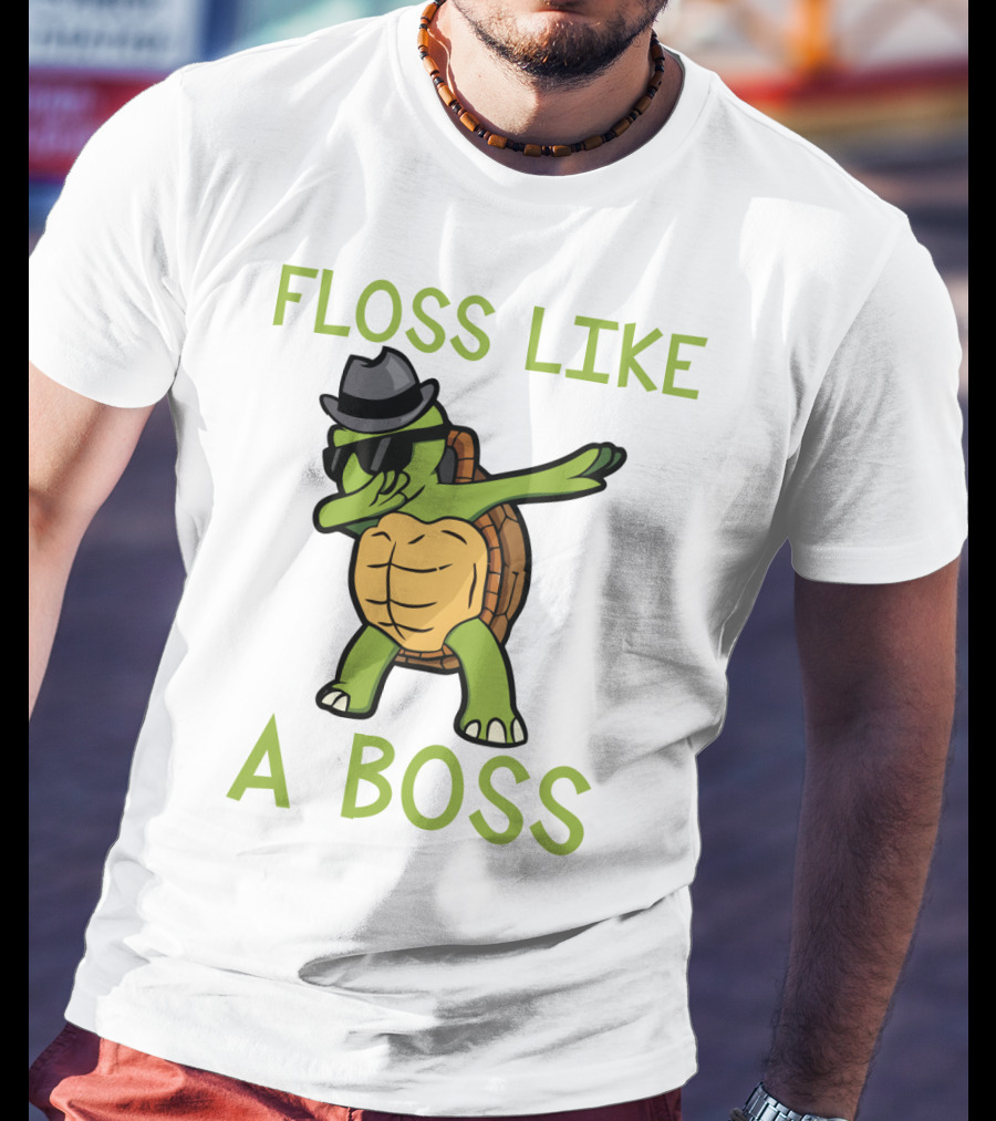 Dabbing Turtle Floss Like A Boss With Hat And Sunglasses T-Shirt