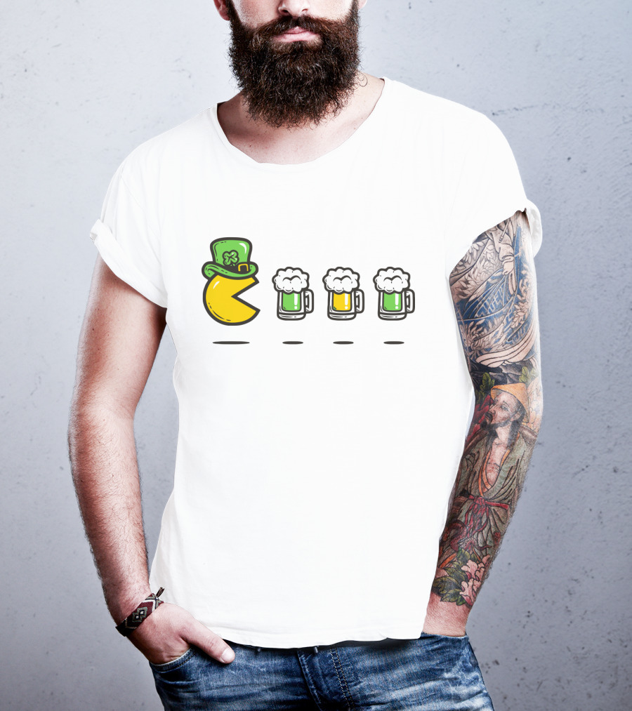Pacman St. Patrick's Day Beer Mugs Hat T-Shirt