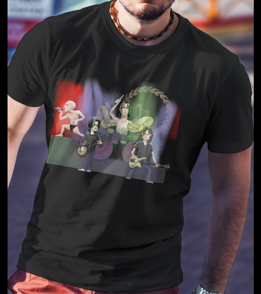 Tool Band Caricature Concert Scene With Animated Rock Musicians T-Shirt
