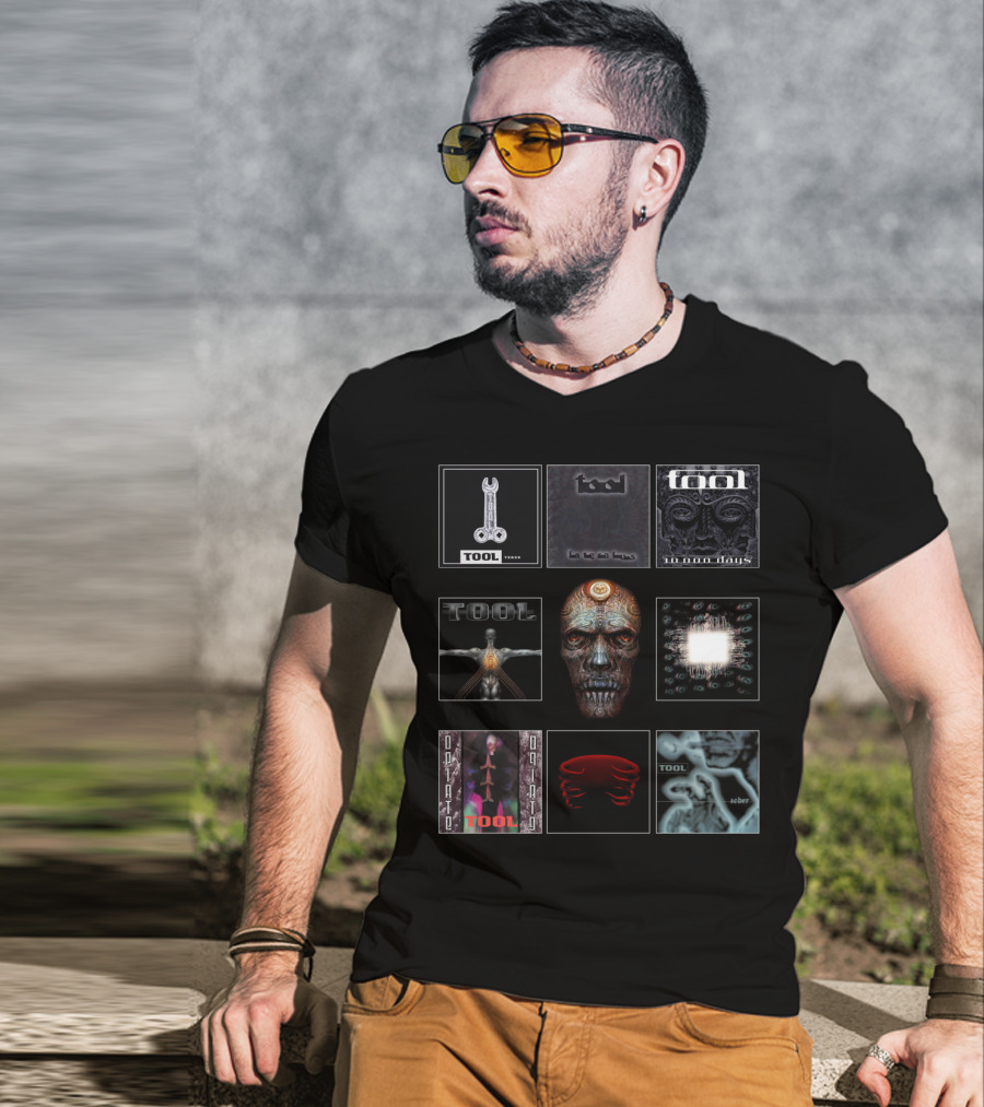 TOOL Albums Undertow Lateralus 10,000 Days Enima Opiate Fear Inoculum Salival Sober Key Art Compilation T-Shirt