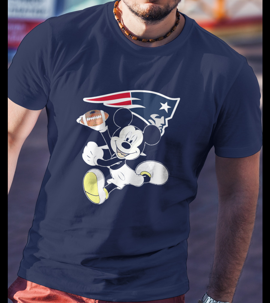 Mickey Patriots Football Fan Crossover With Iconic New England T-Shirt