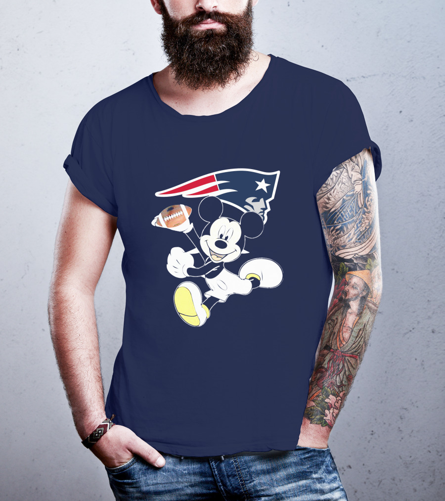 Mickey Patriots Football Fan Crossover With Iconic New England T-Shirt