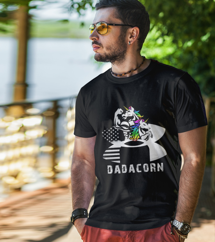 Dadacorn Unicorn Dad Flag Bald Eagle T-Shirt