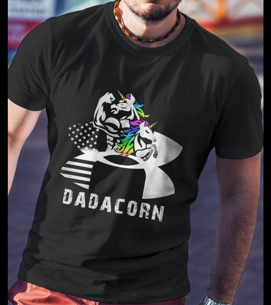 Dadacorn Unicorn Dad Flag Bald Eagle T-Shirt