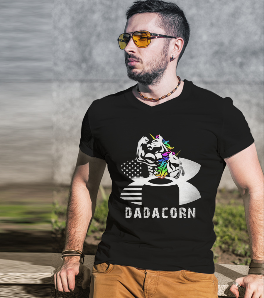 Dadacorn Unicorn Dad Flag Bald Eagle T-Shirt