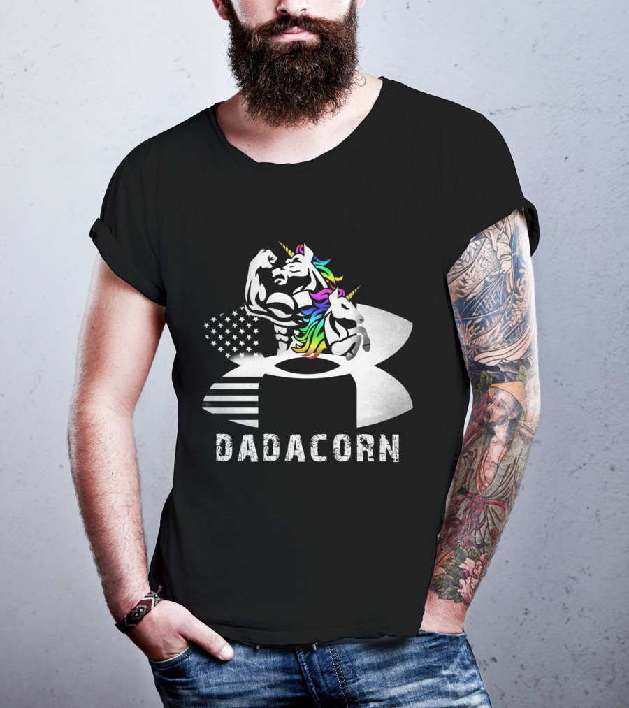 Dadacorn Unicorn Dad Flag Bald Eagle T-Shirt