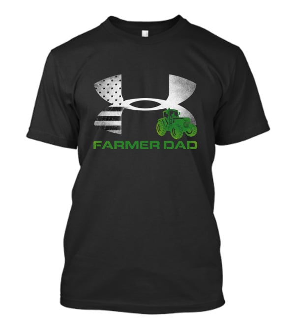 Farmer Dad Tractor American Flag Under Armour T-Shirt