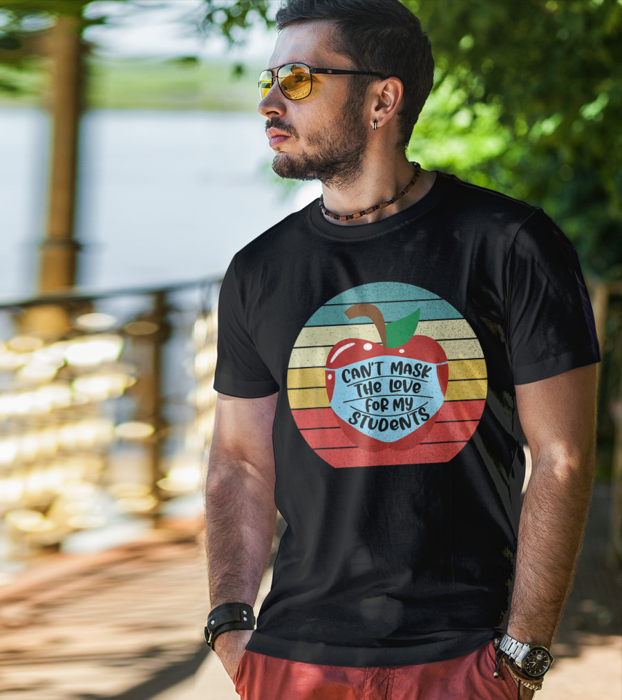 Can't Mask The Love For My Students Retro Apple T-Shirt