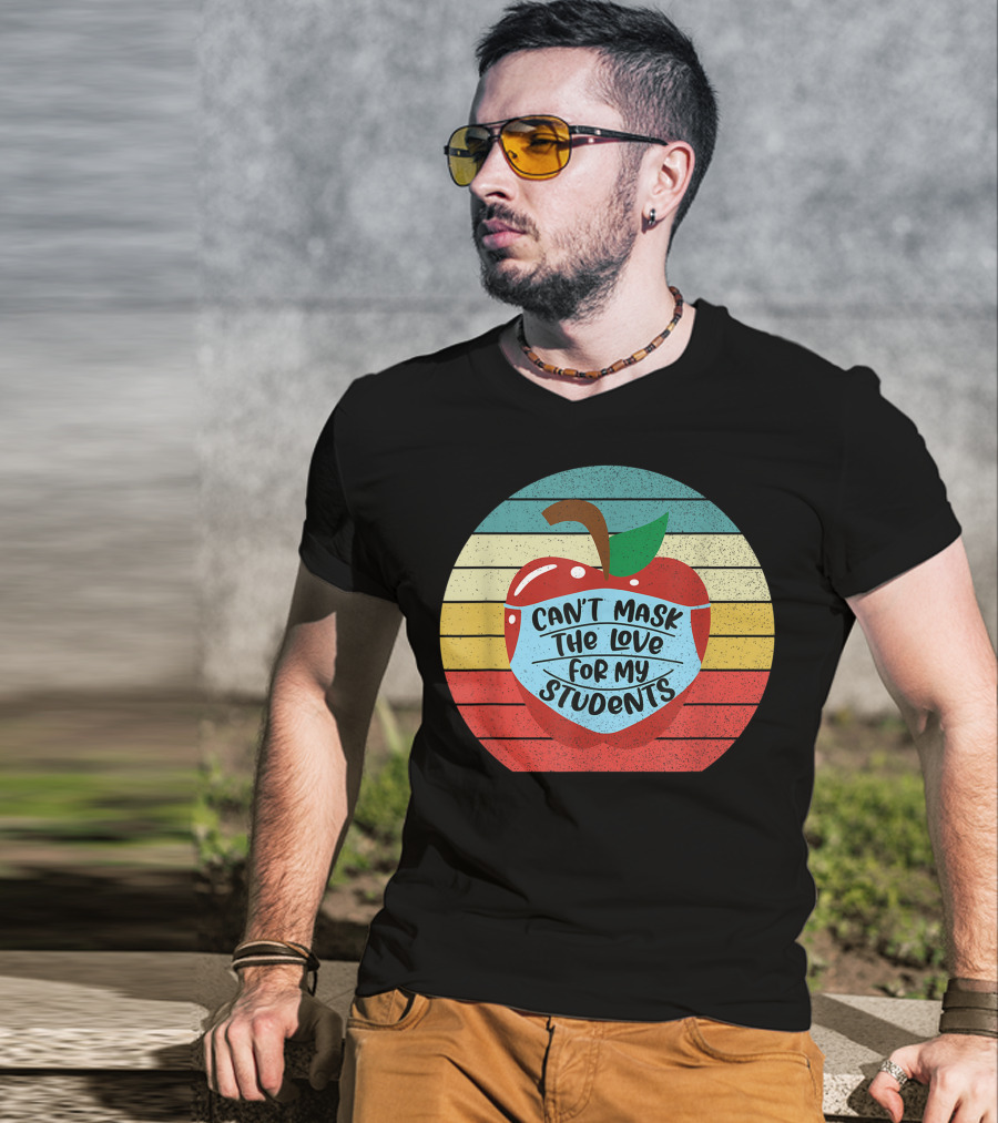 Can't Mask The Love For My Students Retro Apple T-Shirt