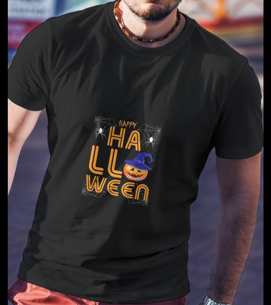 Happy Halloween Pumpkin Spider Webs T-Shirt