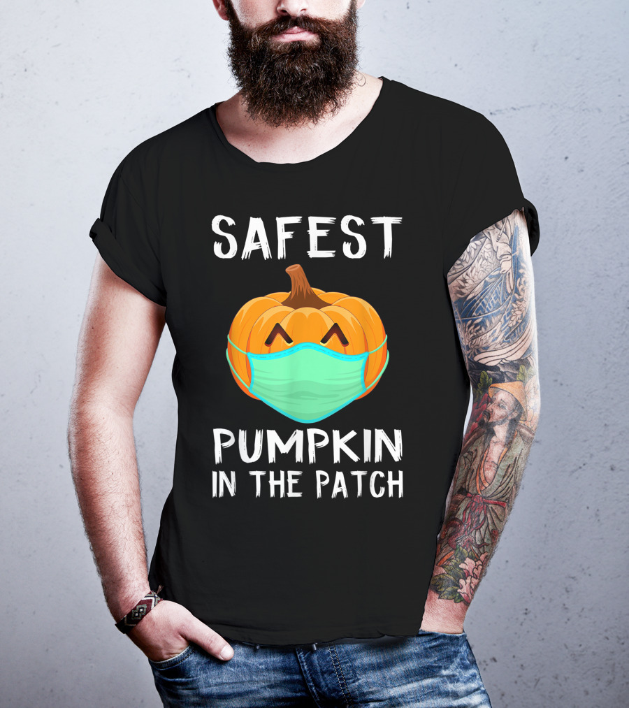 Safest Pumpkin In The Patch Halloween Costume With Face Mask T-Shirt