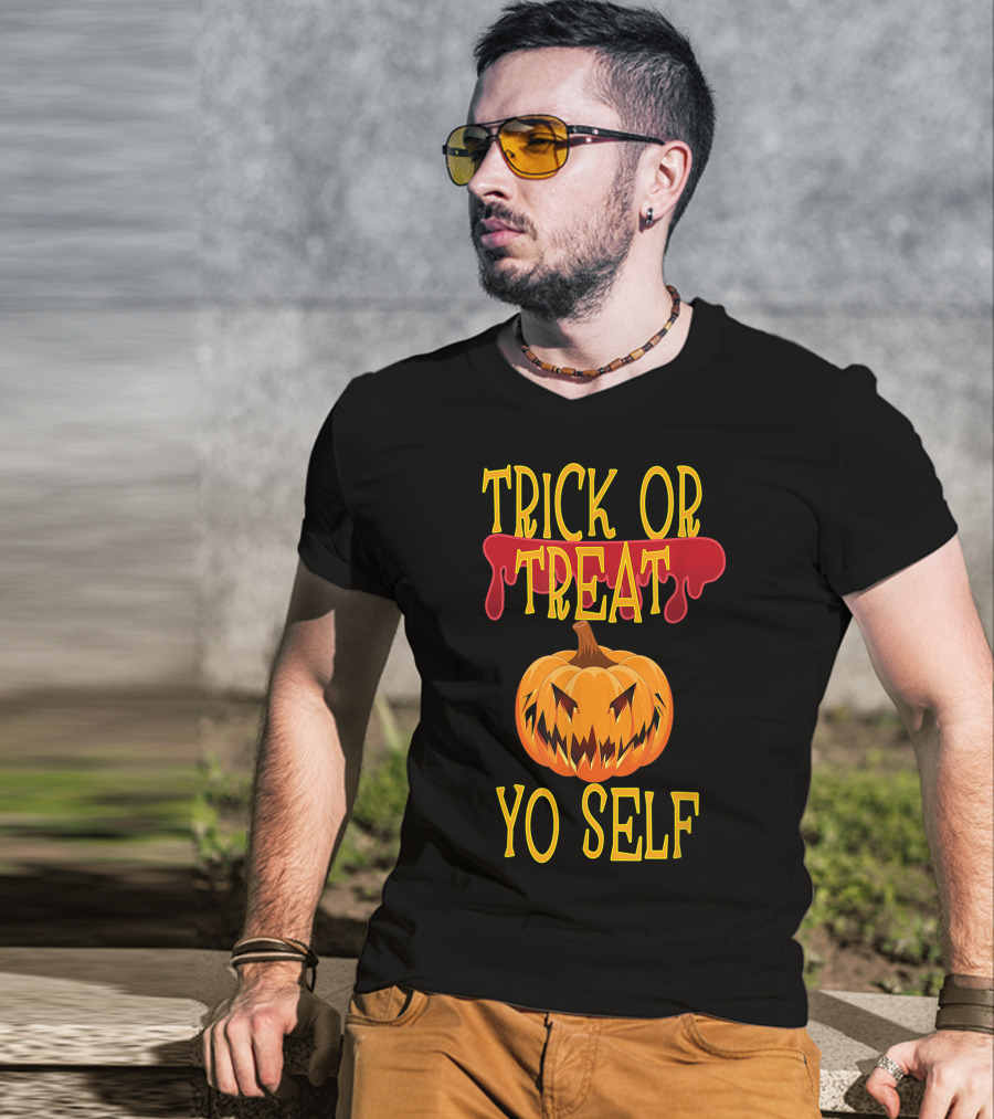 Trick Or Treat Yo Self Pumpkin Halloween Jack-O'-Lantern T-Shirt