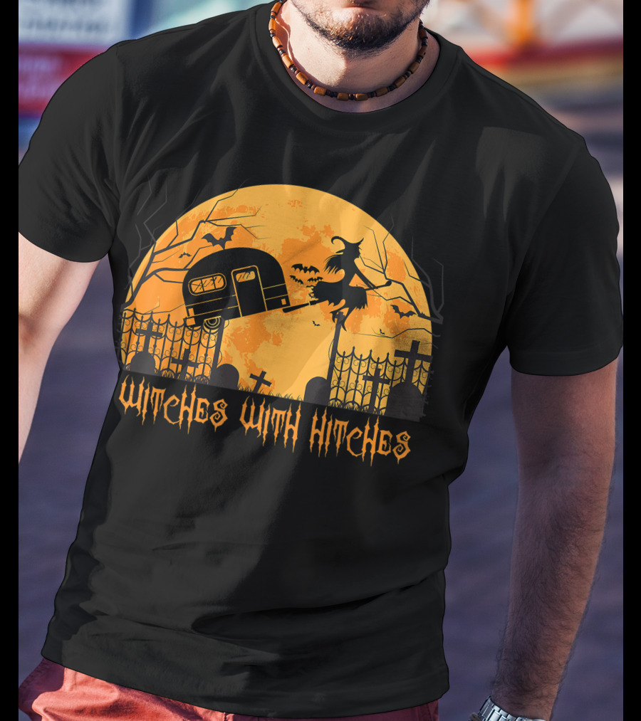 Halloween Spooky Witches With Hitches Camping Scene T-Shirt