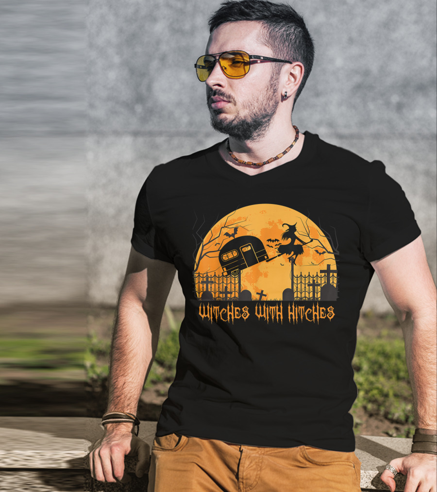 Halloween Spooky Witches With Hitches Camping Scene T-Shirt