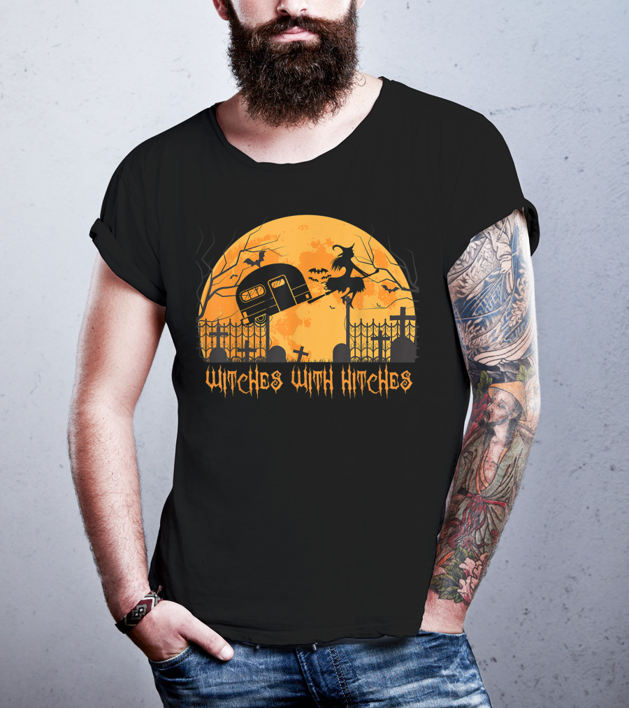Halloween Spooky Witches With Hitches Camping Scene T-Shirt