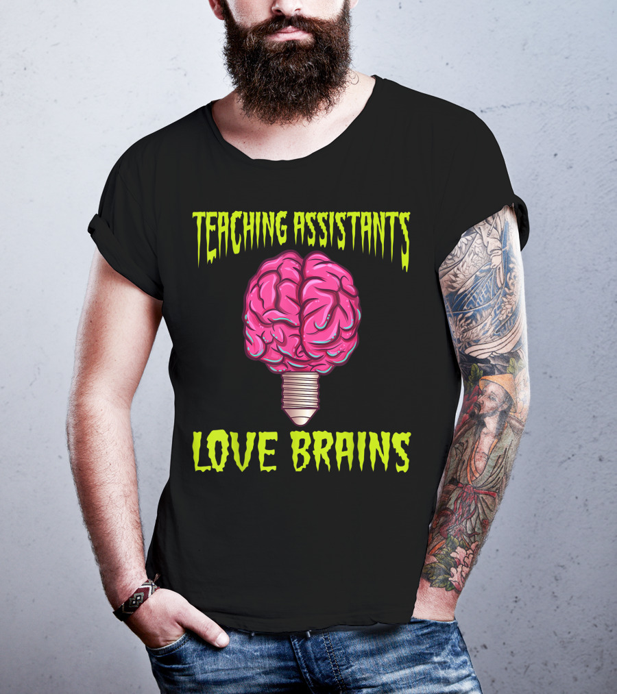 Teaching Assistants Love Brains Halloween Light Bulb T-Shirt