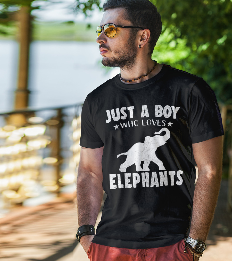 Just A Boy Who Loves Elephants Cool Animals Lover Basic T-Shirt