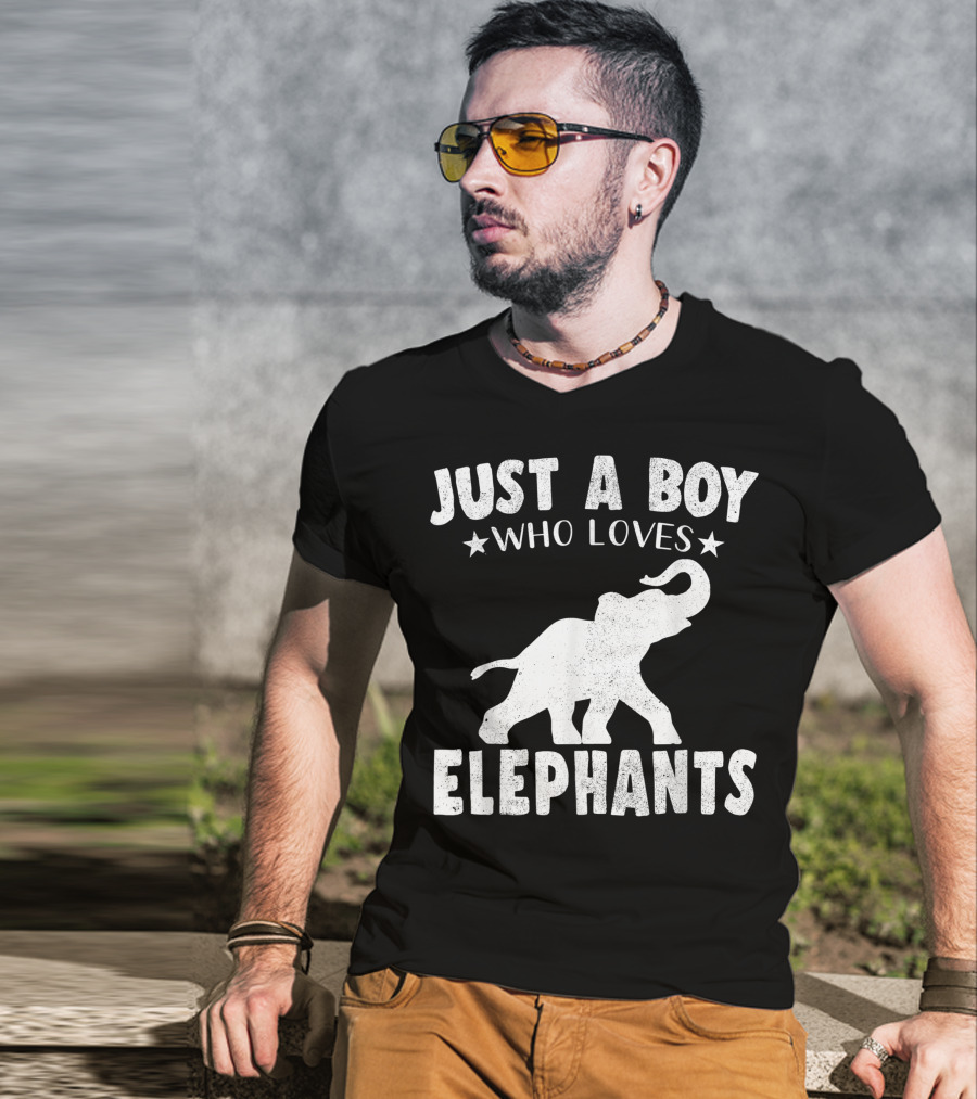 Just A Boy Who Loves Elephants Cool Animals Lover Basic T-Shirt