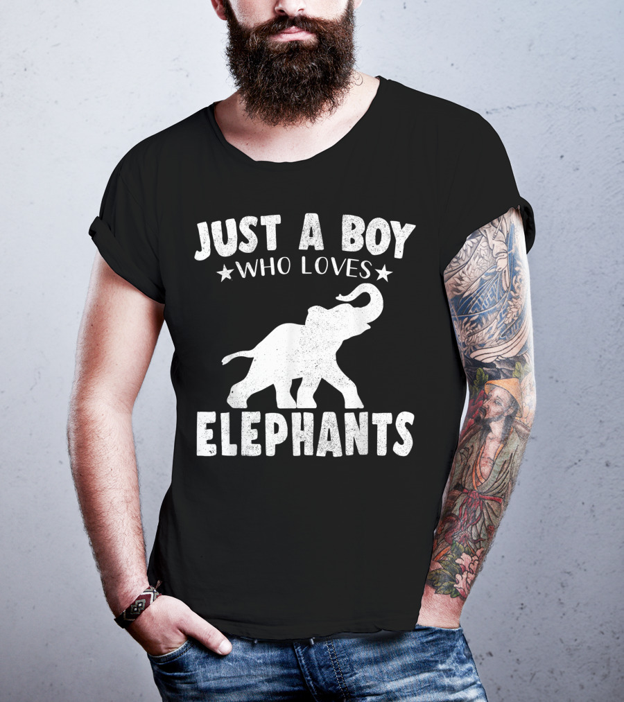 Just A Boy Who Loves Elephants Cool Animals Lover Basic T-Shirt
