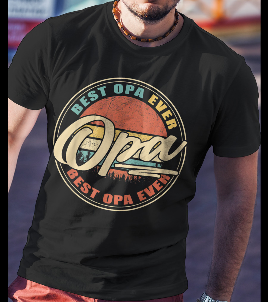Best Opa Ever Vintage Sunset Forest T-Shirt
