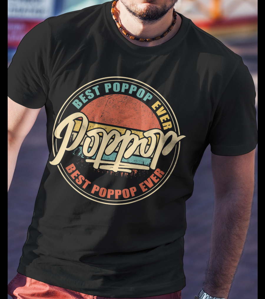 Best Poppop Ever Vintage Sunset Retro Grandpa Papa T-Shirt