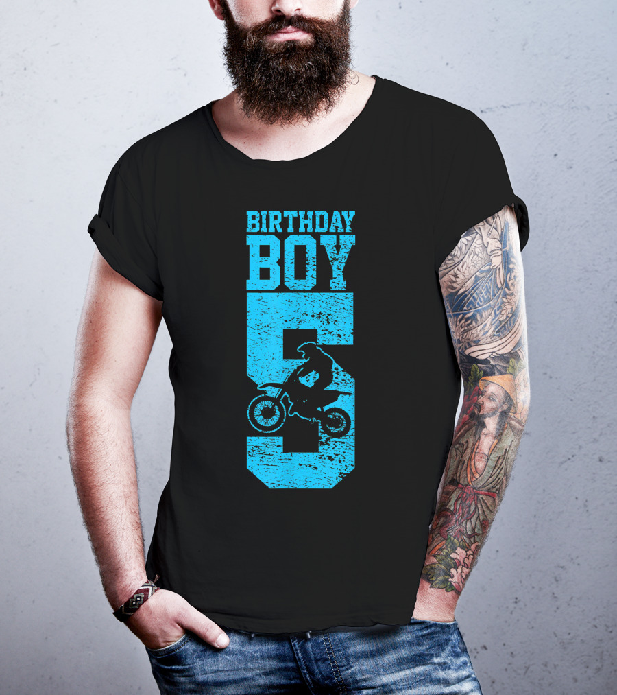 Birthday Boy 5 Motocross Dirt Bike T-Shirt