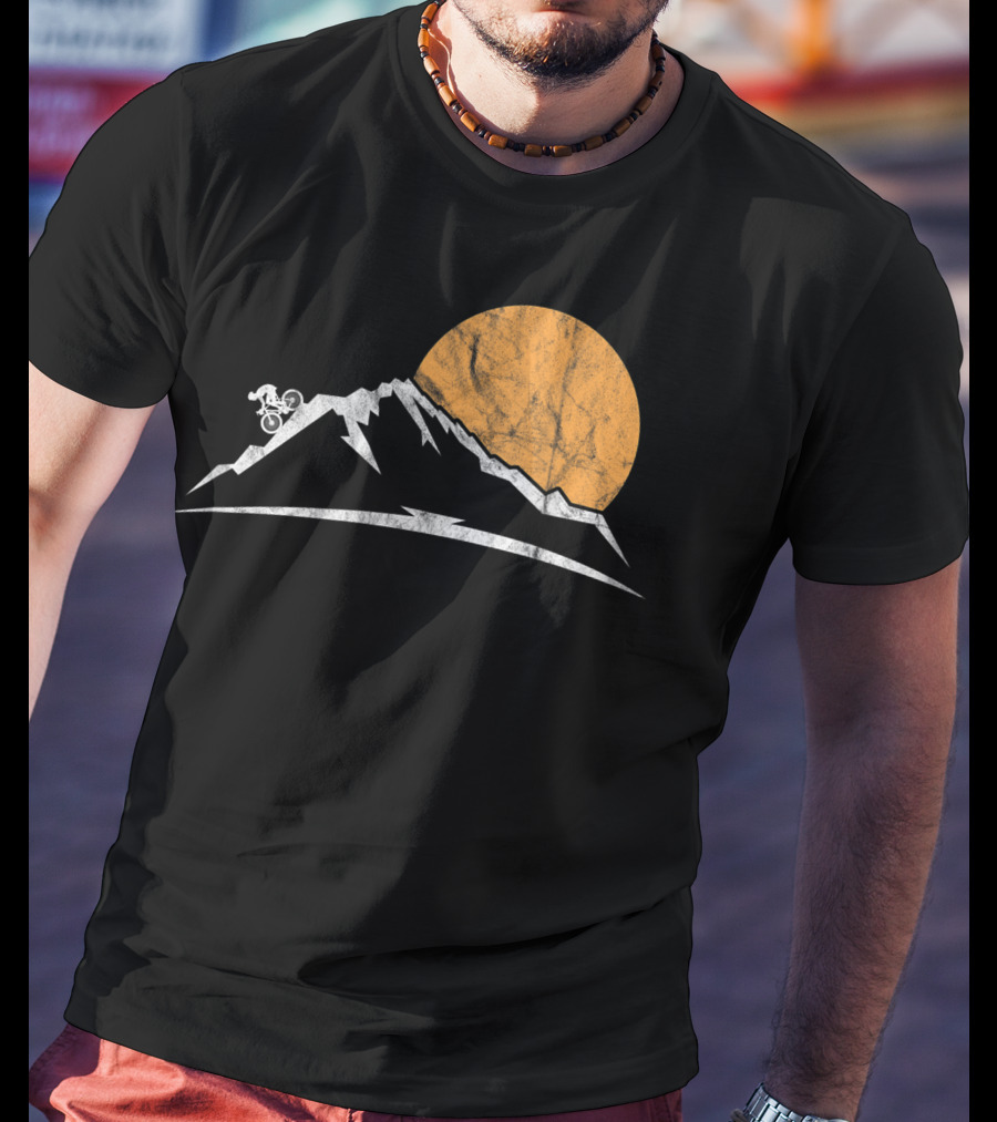 Mountain Bike MTB Downhill Biking Cycling With Sun And Mountain T-Shirt