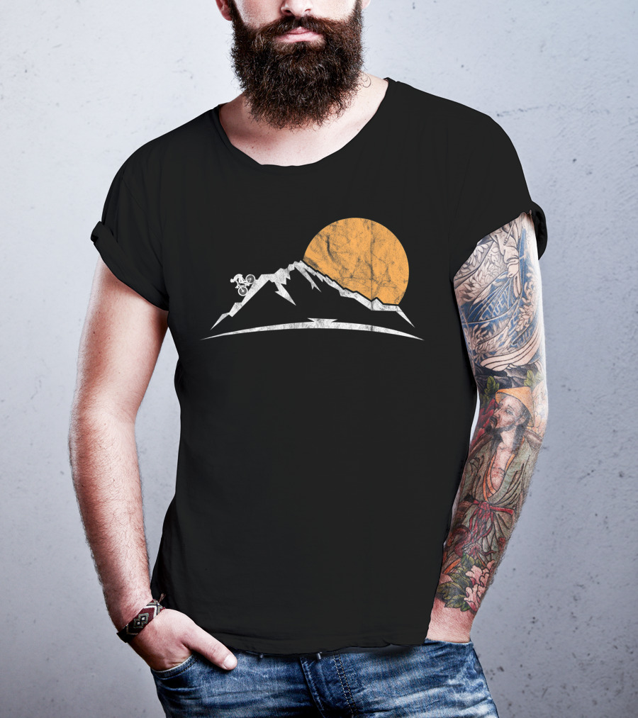 Mountain Bike MTB Downhill Biking Cycling With Sun And Mountain T-Shirt