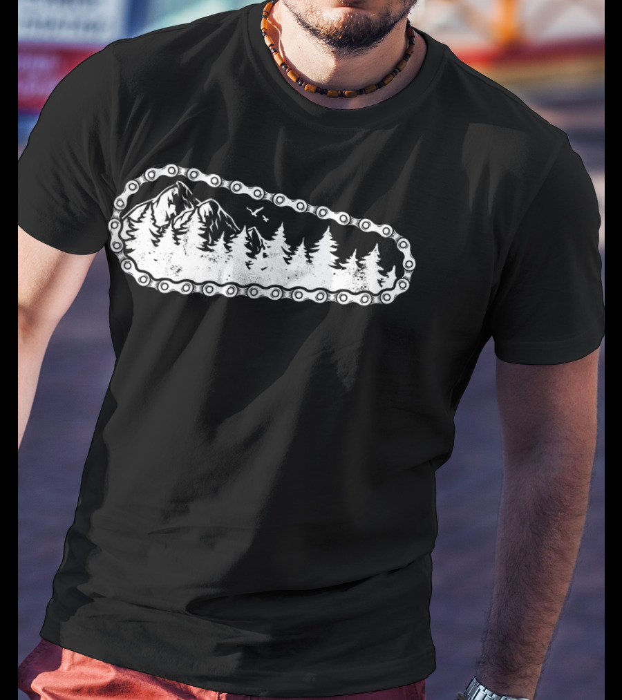 Mountain Biking Chain Forest Scenery Downhill Cycling MTB Biker T-Shirt