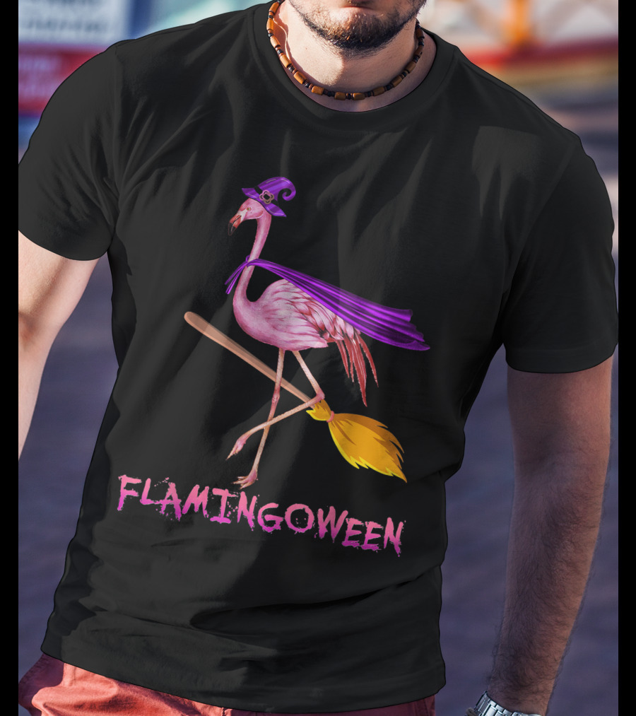 Flamingoween Funny Flamingo Witch Halloween Costume Best T-Shirt