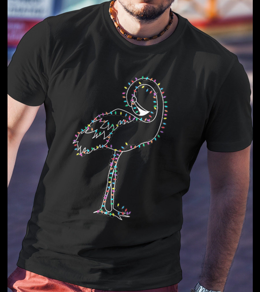 Funny Flamingo Christmas Lights Holiday Decor T-Shirt