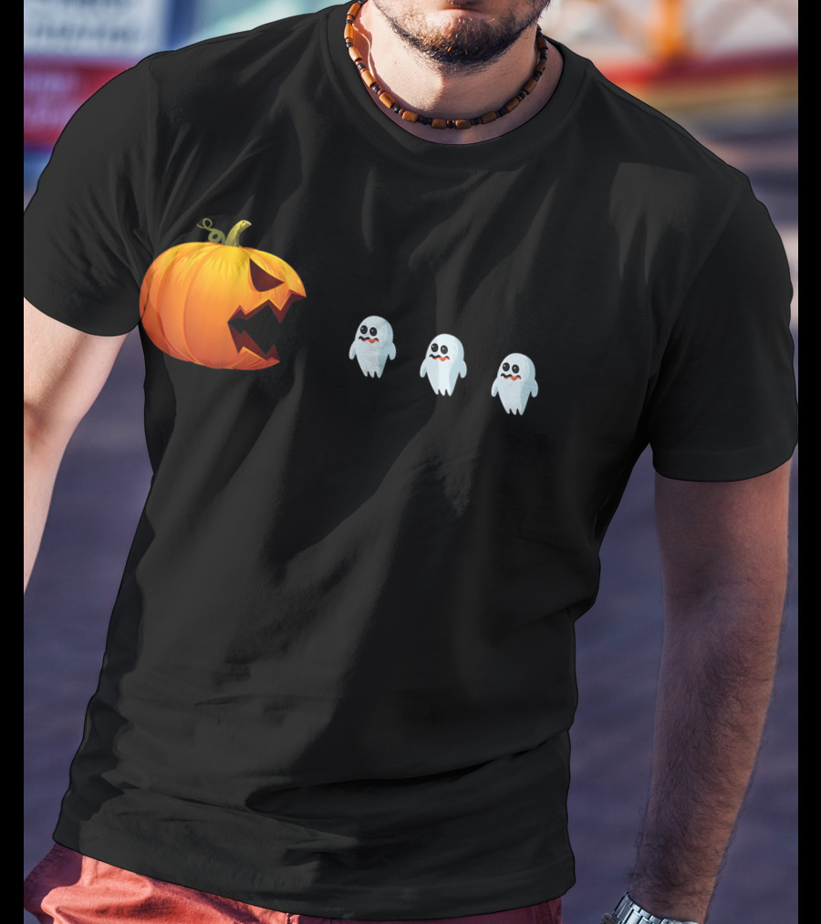 Halloween Jackolantern Chasing Ghosts Pumpkin Ghost Hunter T-Shirt