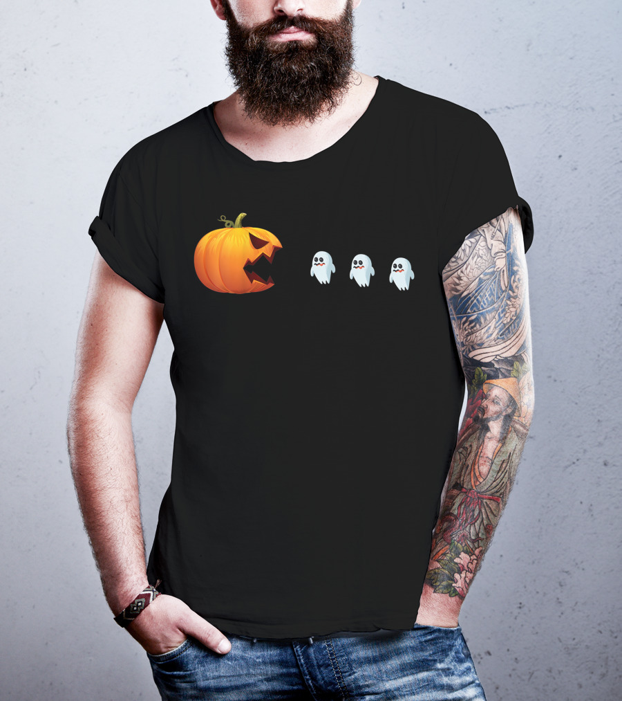Halloween Jackolantern Chasing Ghosts Pumpkin Ghost Hunter T-Shirt