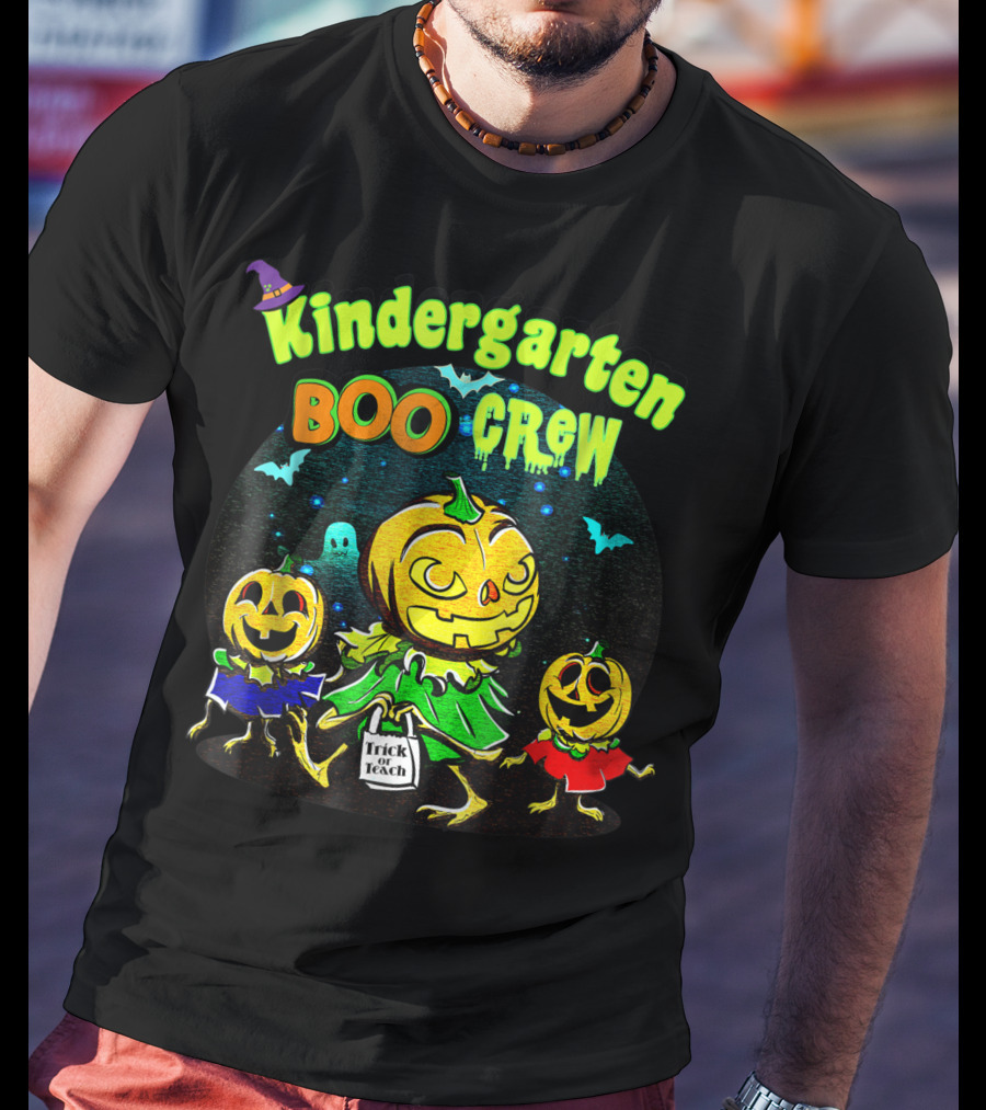 Kindergarten Boo Crew Halloween Trick Or Teach Pumpkin Gang T-Shirt