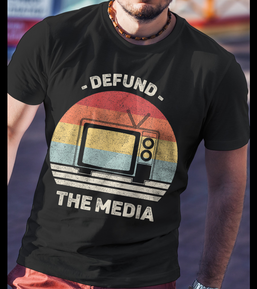 Defund The Media Vintage TV Protest Fake News T-Shirt