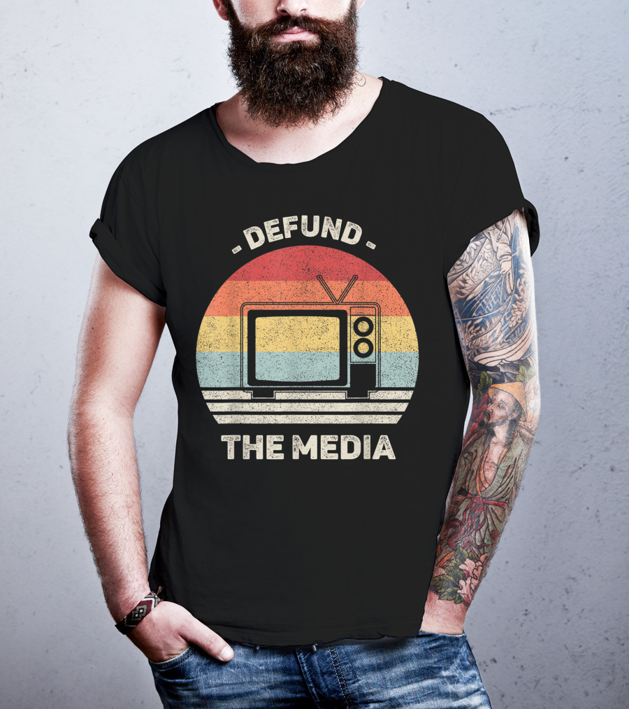 Defund The Media Vintage TV Protest Fake News T-Shirt