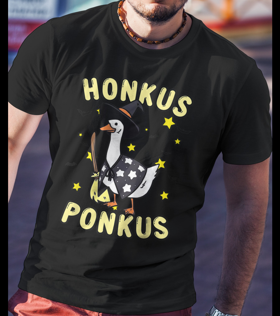 Honkus Ponkus Witch Duck With Stars And Bats T-Shirt