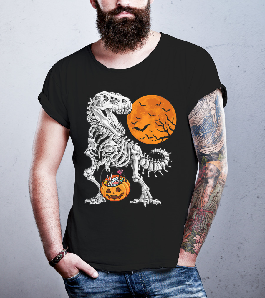Dinosaur Skeleton Rex Scary Halloween T-Shirt