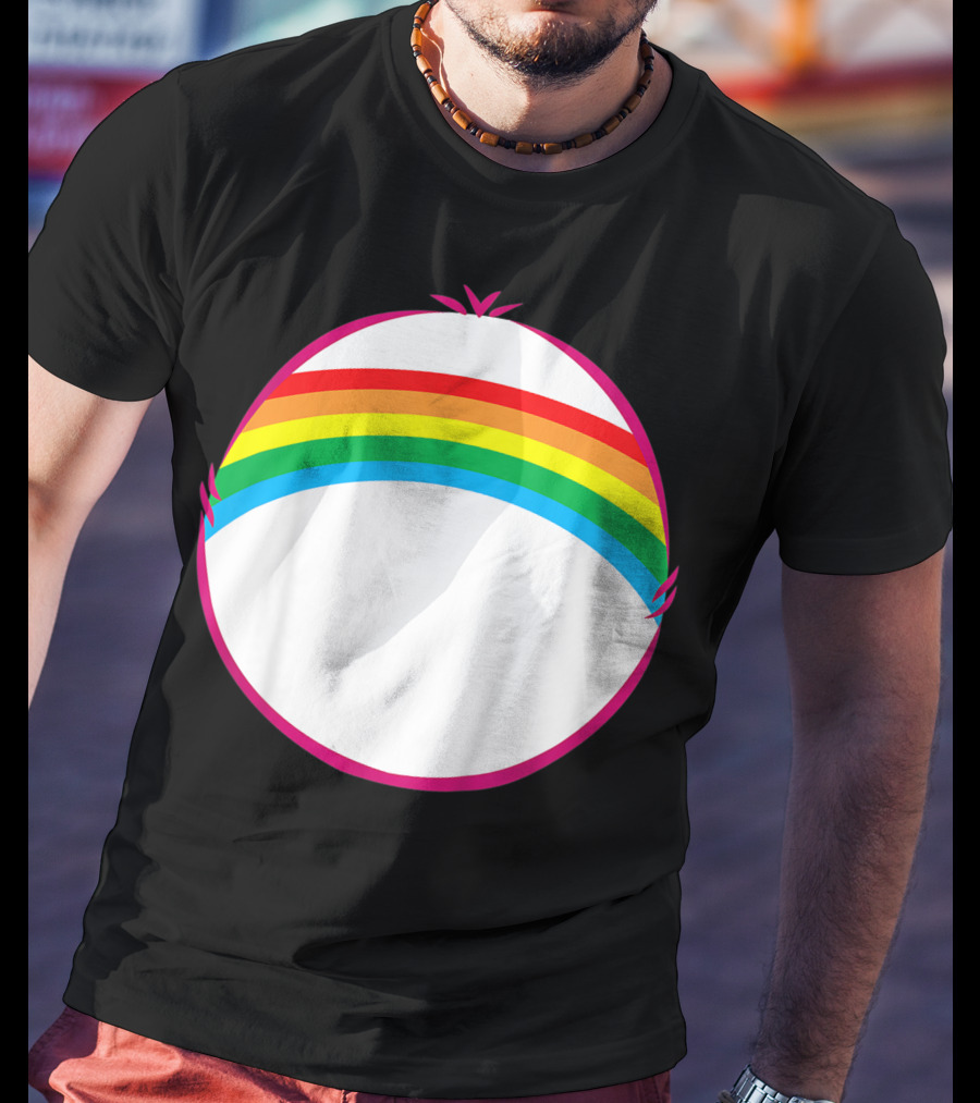 Adult Bear Cheer Rainbow Classic Icon Rainbow Arch T-Shirt