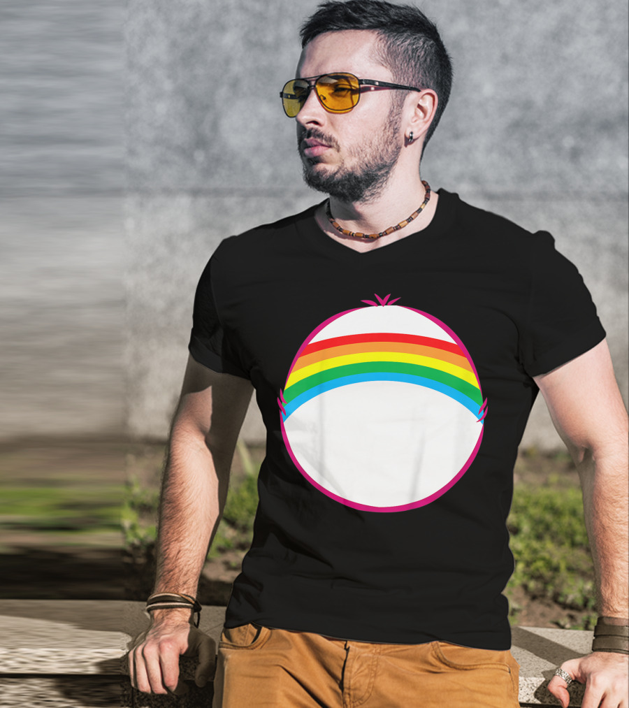 Adult Bear Cheer Rainbow Classic Icon Rainbow Arch T-Shirt