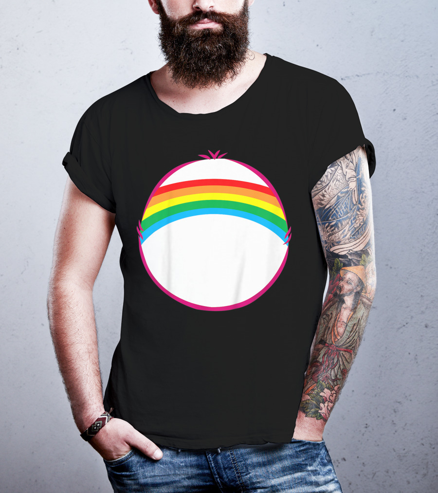 Adult Bear Cheer Rainbow Classic Icon Rainbow Arch T-Shirt