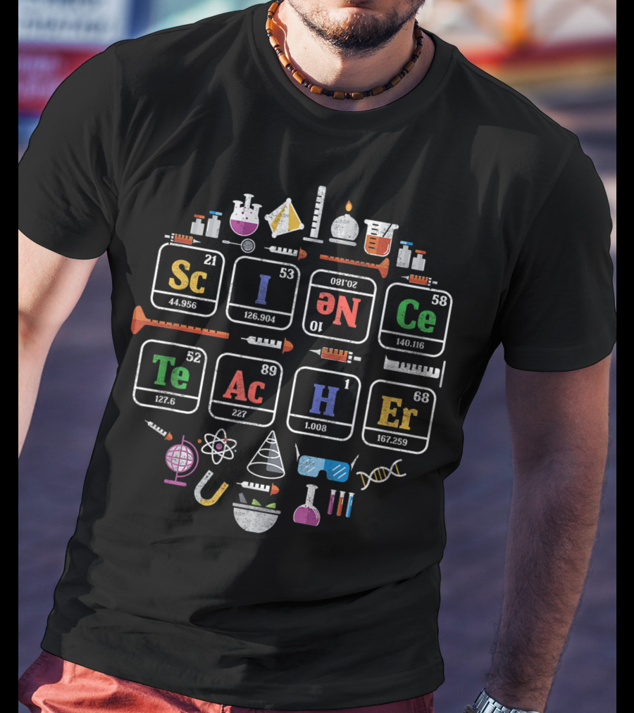 Science Teacher Periodic Table Chemistry Elements Icons T-Shirt