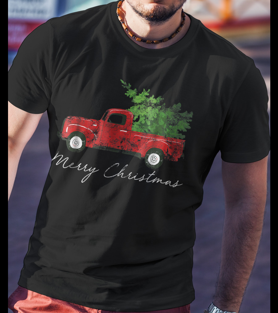 Merry Christmas Vintage Wagon Christmas Tree On Car Xmas Vacation T-Shirt