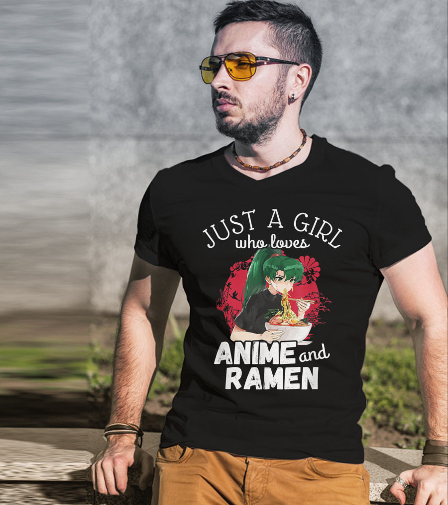 Just A Girl Who Loves Anime And Ramen Manga Aesthetic Japan Style Kawaii T-Shirt