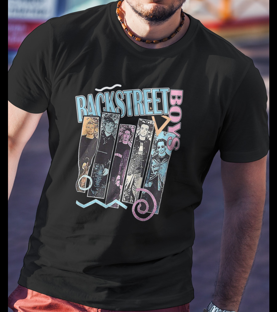 Rackstreet Boys Retro Pastel Graphic Band Collage T-Shirt